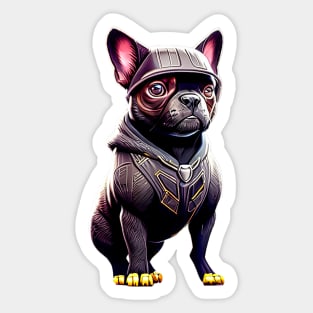 Frenchie in Sleek Feline Attire Version 2 Sticker